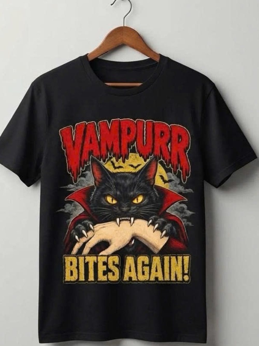 Vampurr Graphic Tee with Red and Yellow Accents